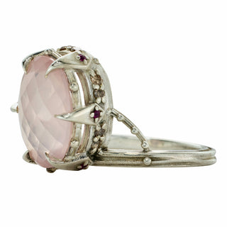 JAIPUR CROWN OFFSET OVAL, ROSE QUARTZ